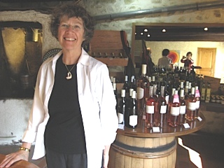 Isabel Huggan at a vintner's